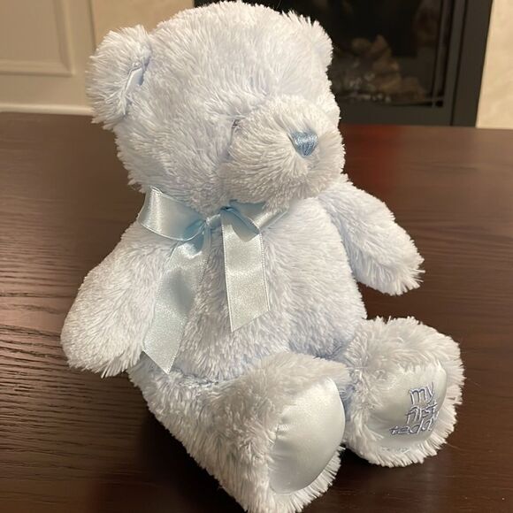 Baby Gund My First Teddy Blue/Bleu 4043950 Excellent Condition 11” long with bow - Picture 6 of 6